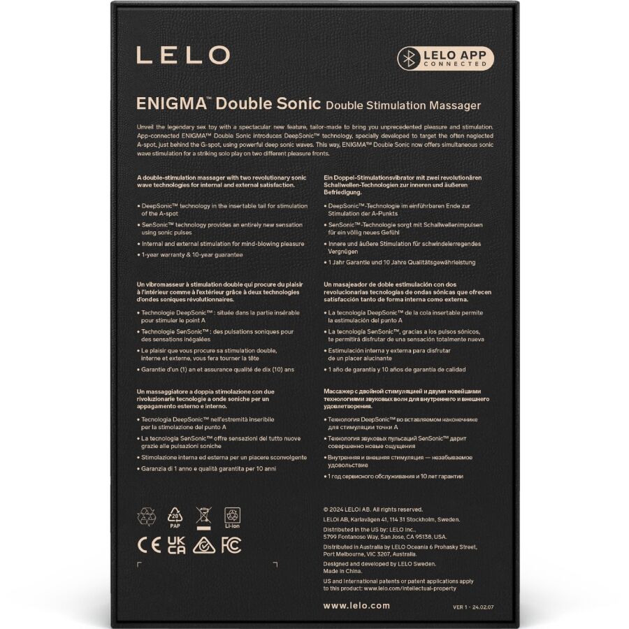 LELO - ENIGMA DOUBLE SONIC VIBRATOR POINT G NERO