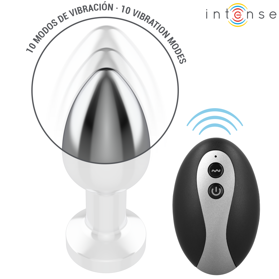 INTENSE - PLUG ANALE VIBRANTE IN METALLO CON LUCI LED E TELECOMANDO - TAGLIA S