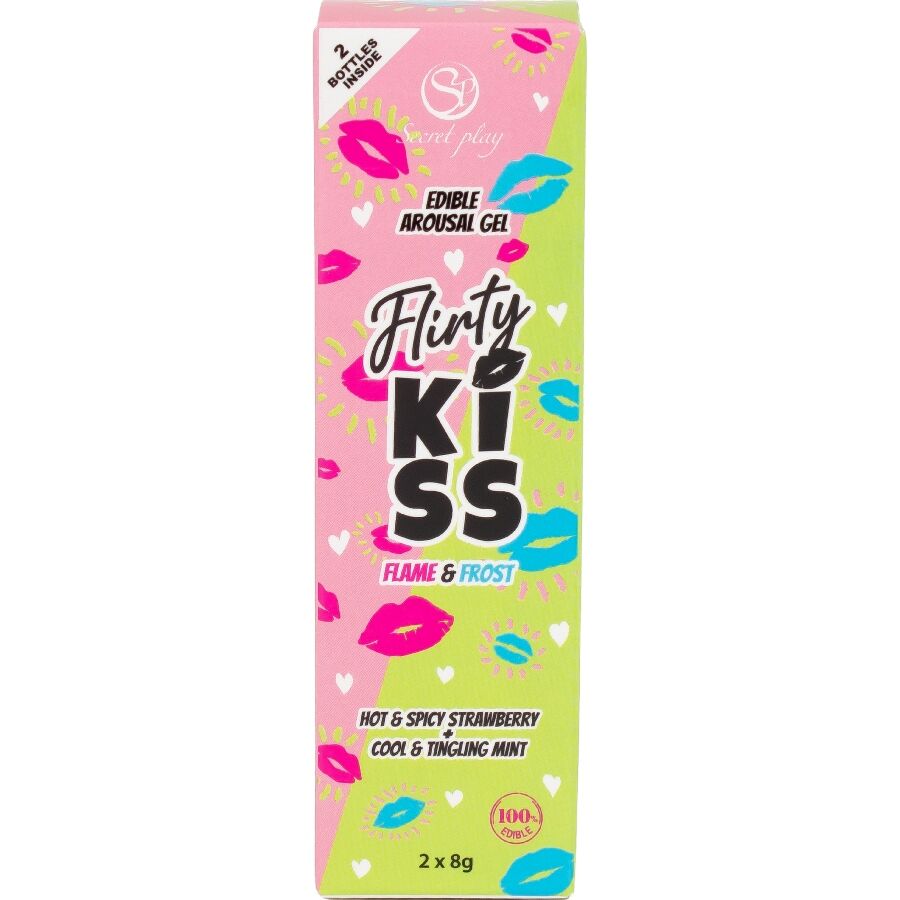 SECRETPLAY - GEL PER BACI CIVATRICI CON EFFETTI SESSUALI ORALI FRAGOLA E MENTA 2 x 8 GR