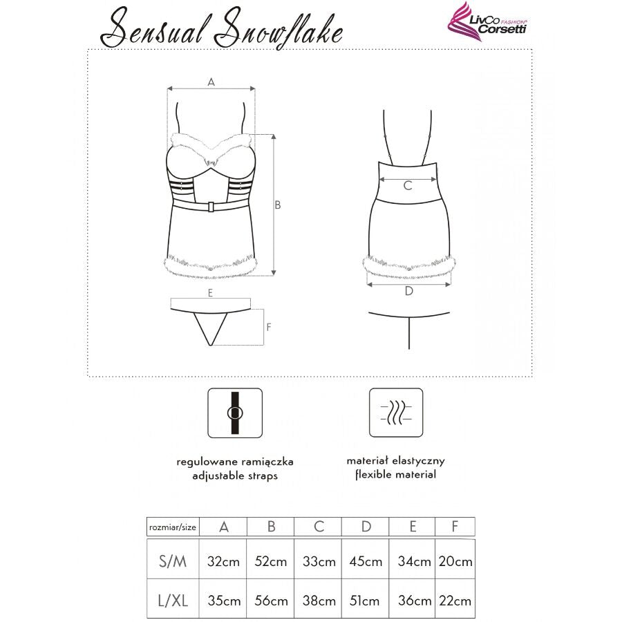 LIVCO CORSETTI FASHION - SENSUAL SNOWFLAKE LC 90603 CHRISTMAS CHEMISE + PERIZOMA + FASCIA PER CAPELLI S/M