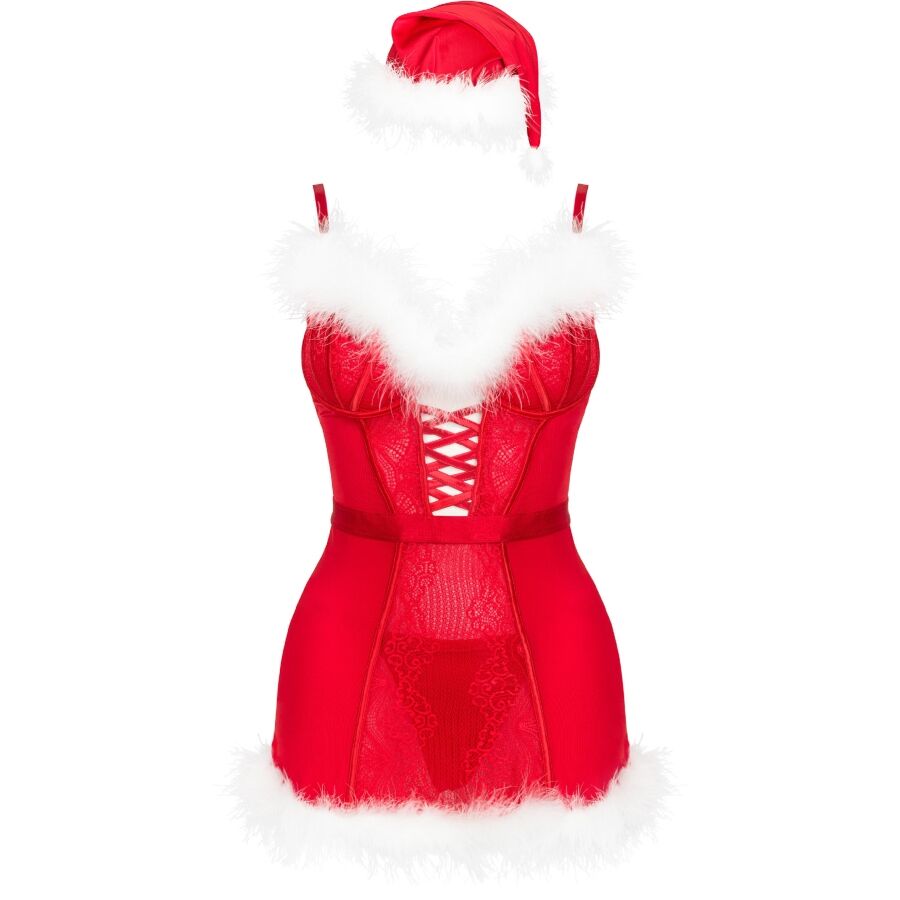LIVCO CORSETTI FASHION - AGETHE LC 90607 CHEMISE + PERIZOMA + CAPPELLO DI NATALE L/XL
