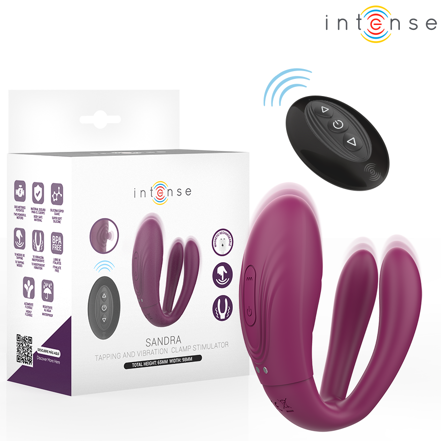 INTENSE - STIMOLATORE A MORSETTO CON VIBRAZIONE E TAPPING SANDRA CON TELECOMANDO