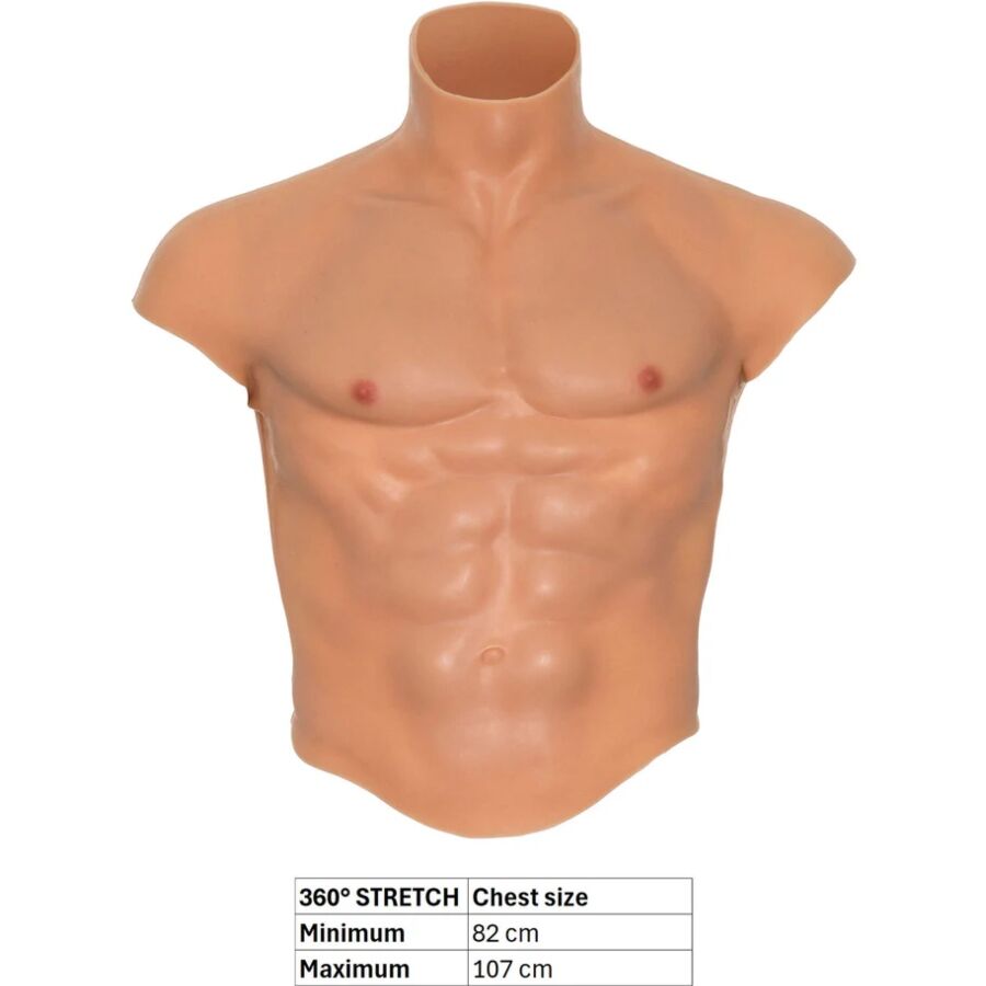 DESIDERIO NASCOSTO - MAGLIETTA ALTER EGO IN SILICONE CON TORSO MASCHILE E ADDOMINALI IN CARNE
