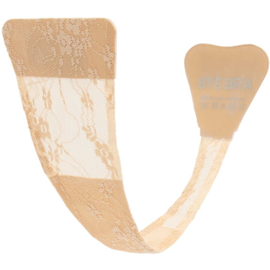 BYE-BRA - TANGA ADHESIVO ENCAJE BEIGE TALLA NICA