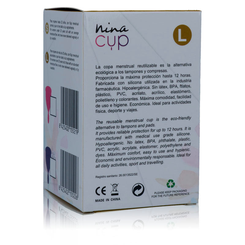NINA KIK - COPPA MESTRUALE ROSA - TAGLIA L