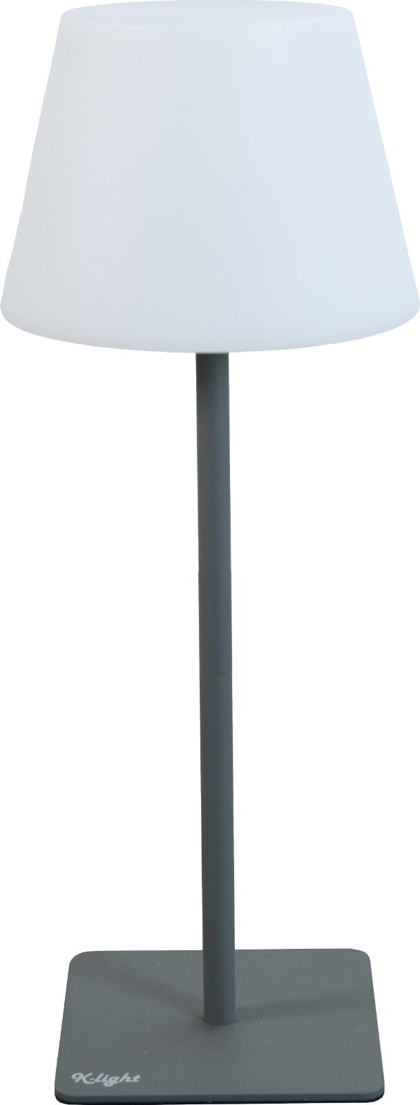 LAMPADA LED K-LIGHT DUE IN UNO DA TAVOLO RICARICABILE DI COLORE GRIGIO IN ACCIAIO E PE 15x15x38/24 H cm