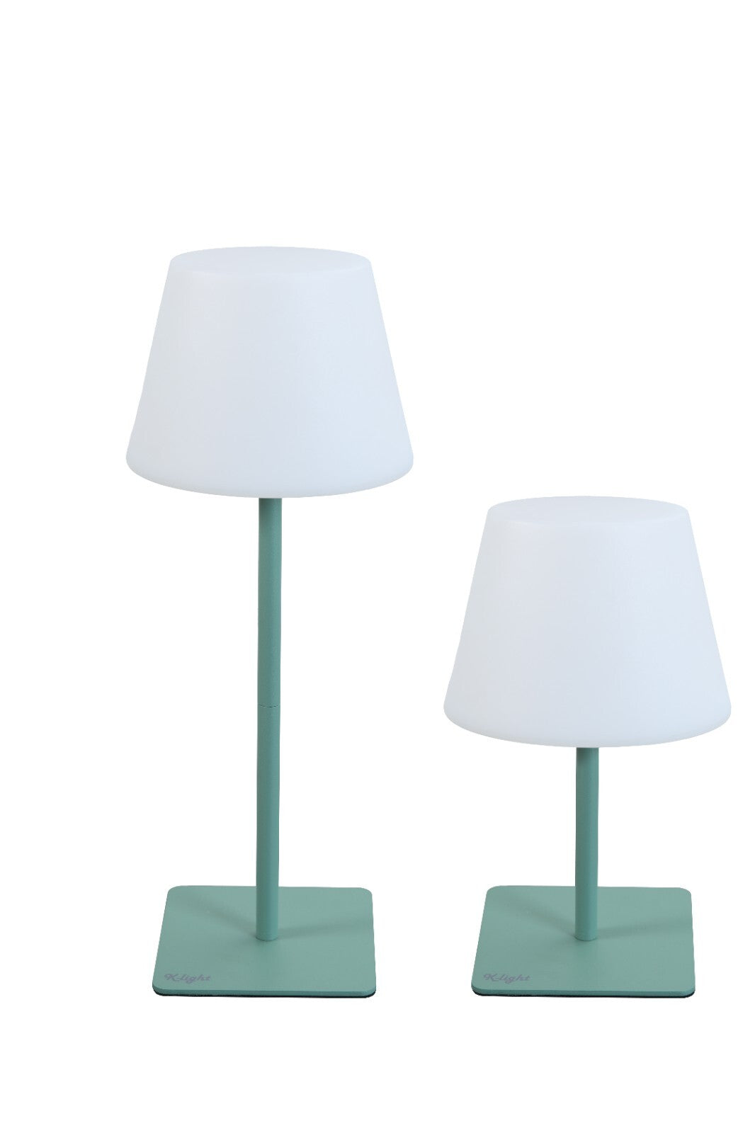 LAMPADA LED K-LIGHT DUE IN UNO DA TAVOLO RICARICABILE DI COLORE VERDE IN ACCIAIO E PE 15x15x38/24 H cm