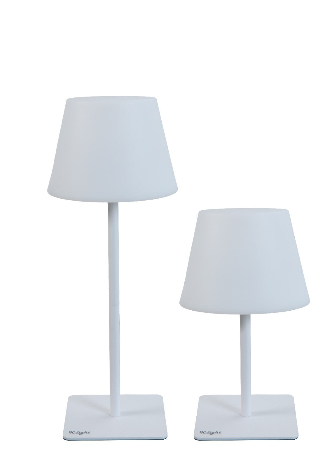 LAMPADA LED K-LIGHT DUE IN UNO DA TAVOLO RICARICABILE DI COLORE BIANCO IN ACCIAIO E PE 15x15x38/24 H cm