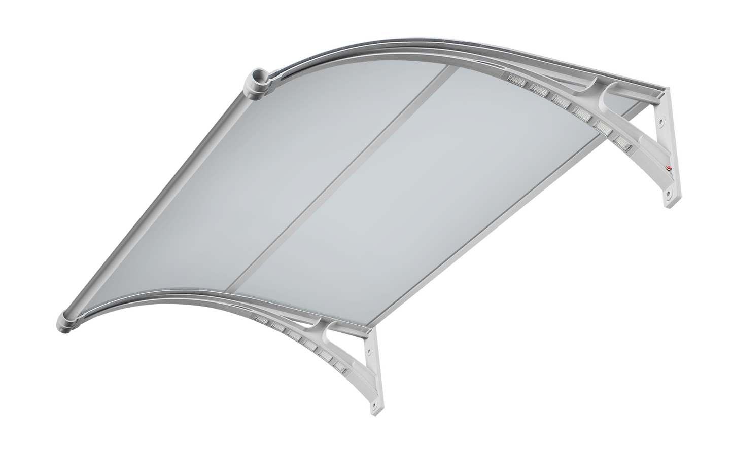 Pensilina a Led integrata nei bracci 100x150 cm c/profilo centrale in Abs e e copertura in policarbonato alveolare opalino 5,2 mm Colore grigio