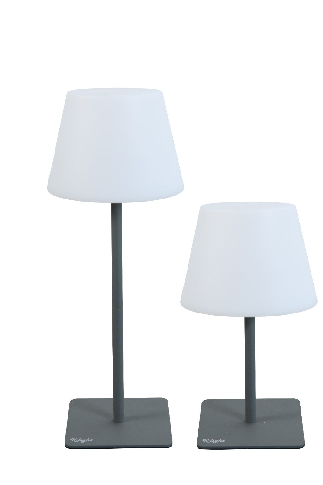 LAMPADA LED K-LIGHT DUE IN UNO DA TAVOLO RICARICABILE DI COLORE GRIGIO IN ACCIAIO E PE 15x15x38/24 H cm